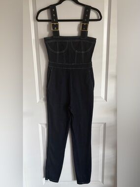WeWoreWhat Blue Denim Jumpsuit with Adjustable Straps